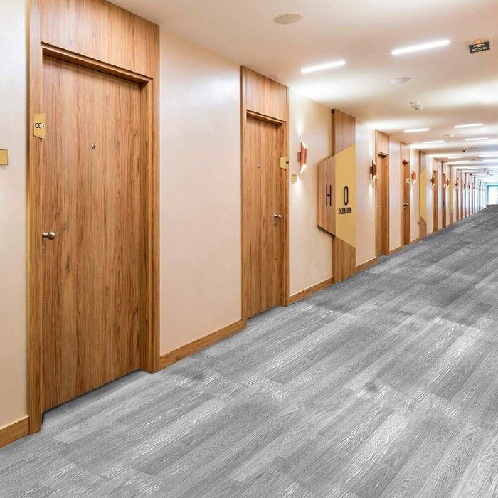 Pavimento Pvc Rivestimento Rotolo Vinile 100x700 cm Design Legno Parqut Grigio Dis_H
