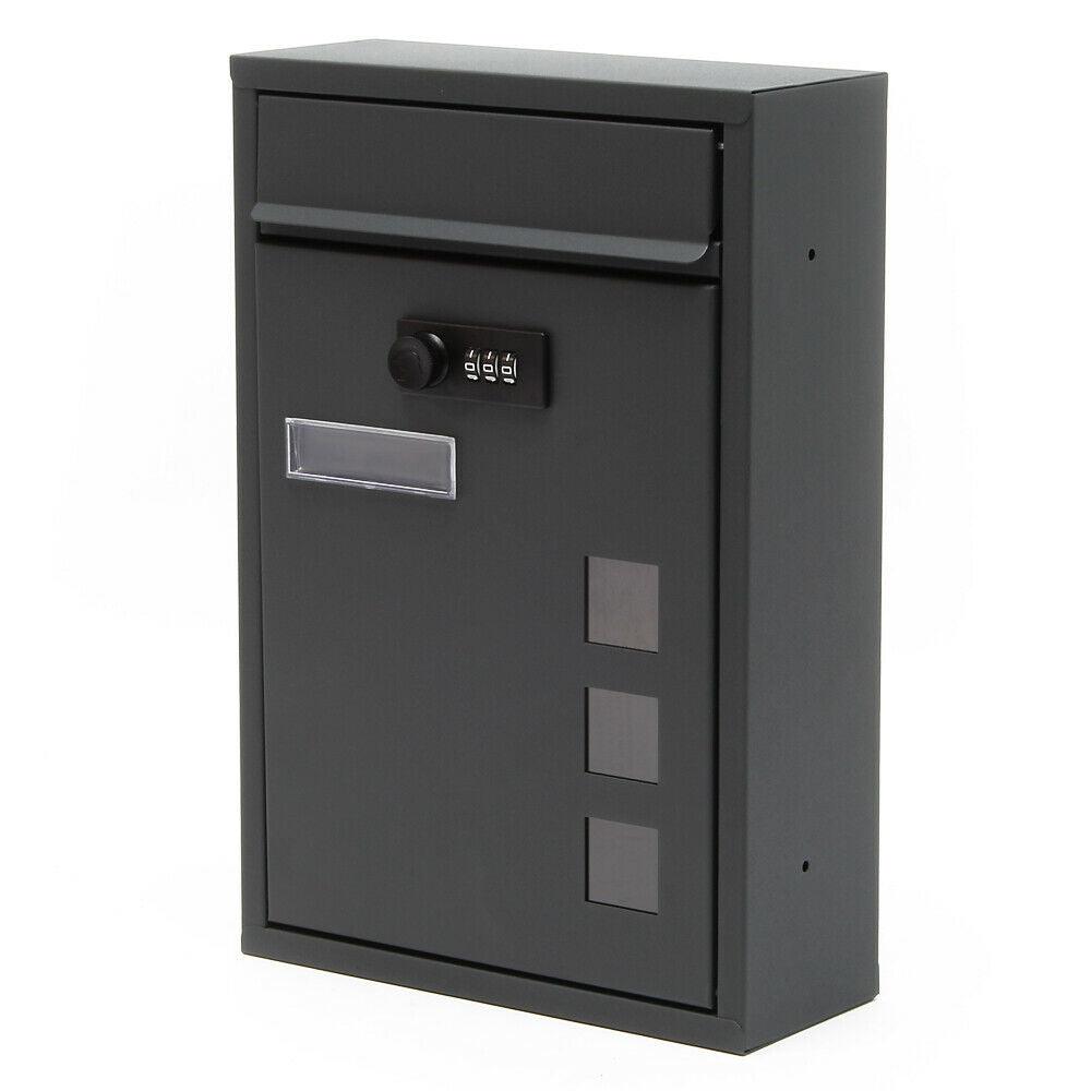 Cassetta postale da parete di design con serratura a combinazione in acciaio zincato antracite 16_0000067