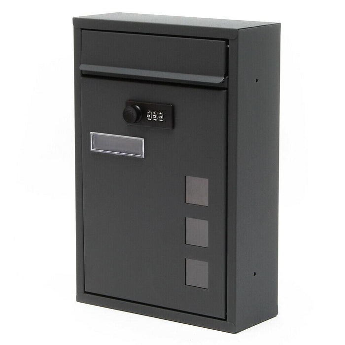 Cassetta postale da parete di design con serratura a combinazione in acciaio zincato antracite 16_0000067