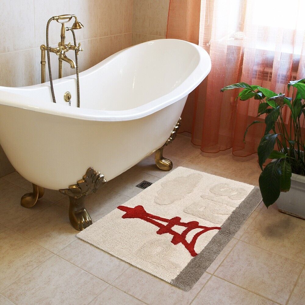 Tappeto Bagno Città Puro Cotone Assorbente 55x90 Cm Camera Scendiletto Morbido Paris