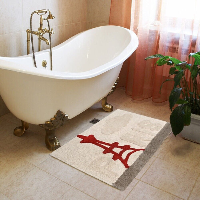 Tappeto Bagno Città Puro Cotone Assorbente 55x90 Cm Camera Scendiletto Morbido Paris