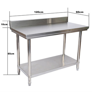 Tavolo da lavoro in acciaio inox con bordo protettivo 120 x 60 x 85 cm 16_0002500