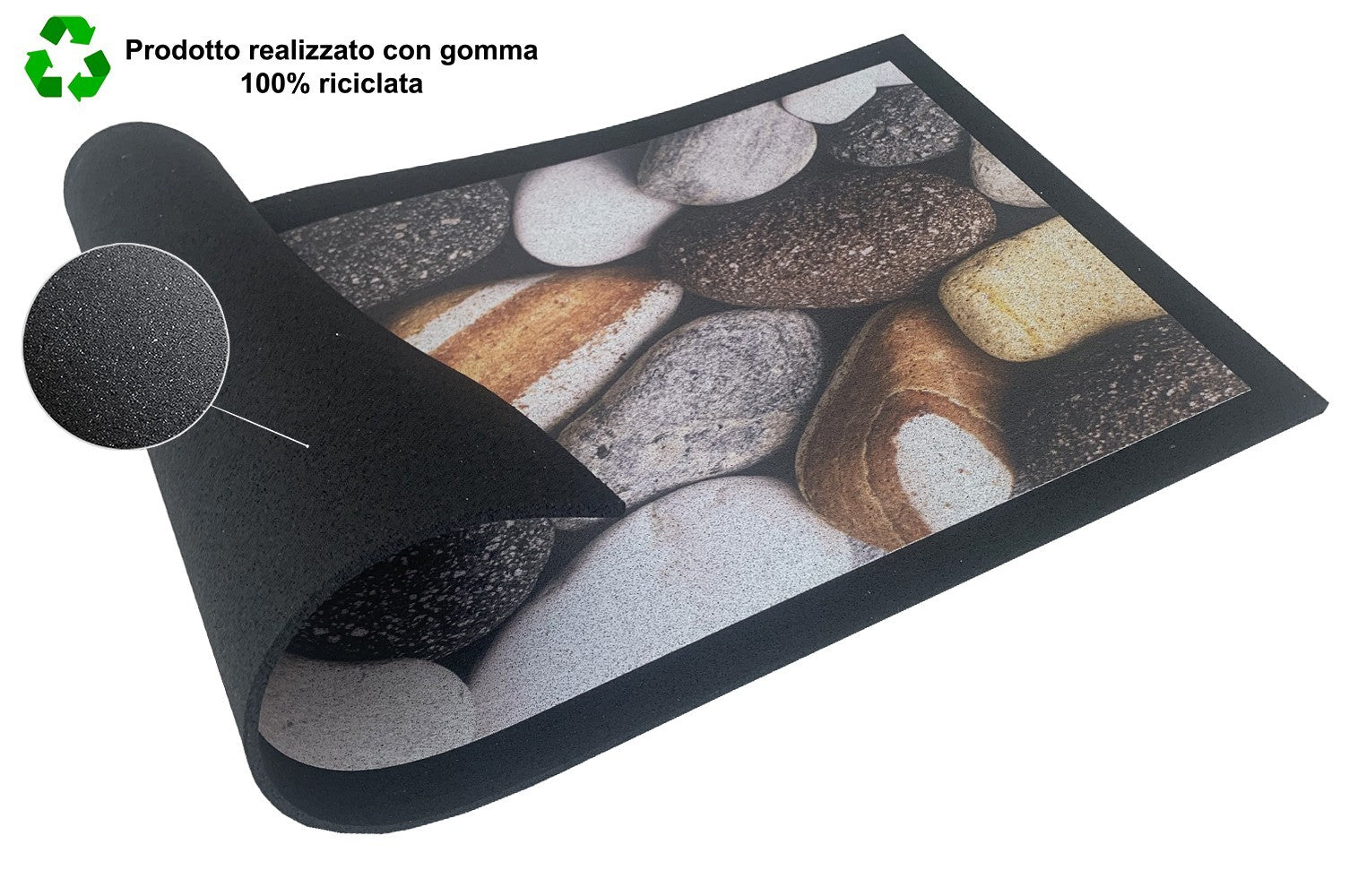 Zerbino Ingresso 40X70 cm Gomma Sostenibile Antiscivolo Pietre Mosaico Maioliche DIS_E