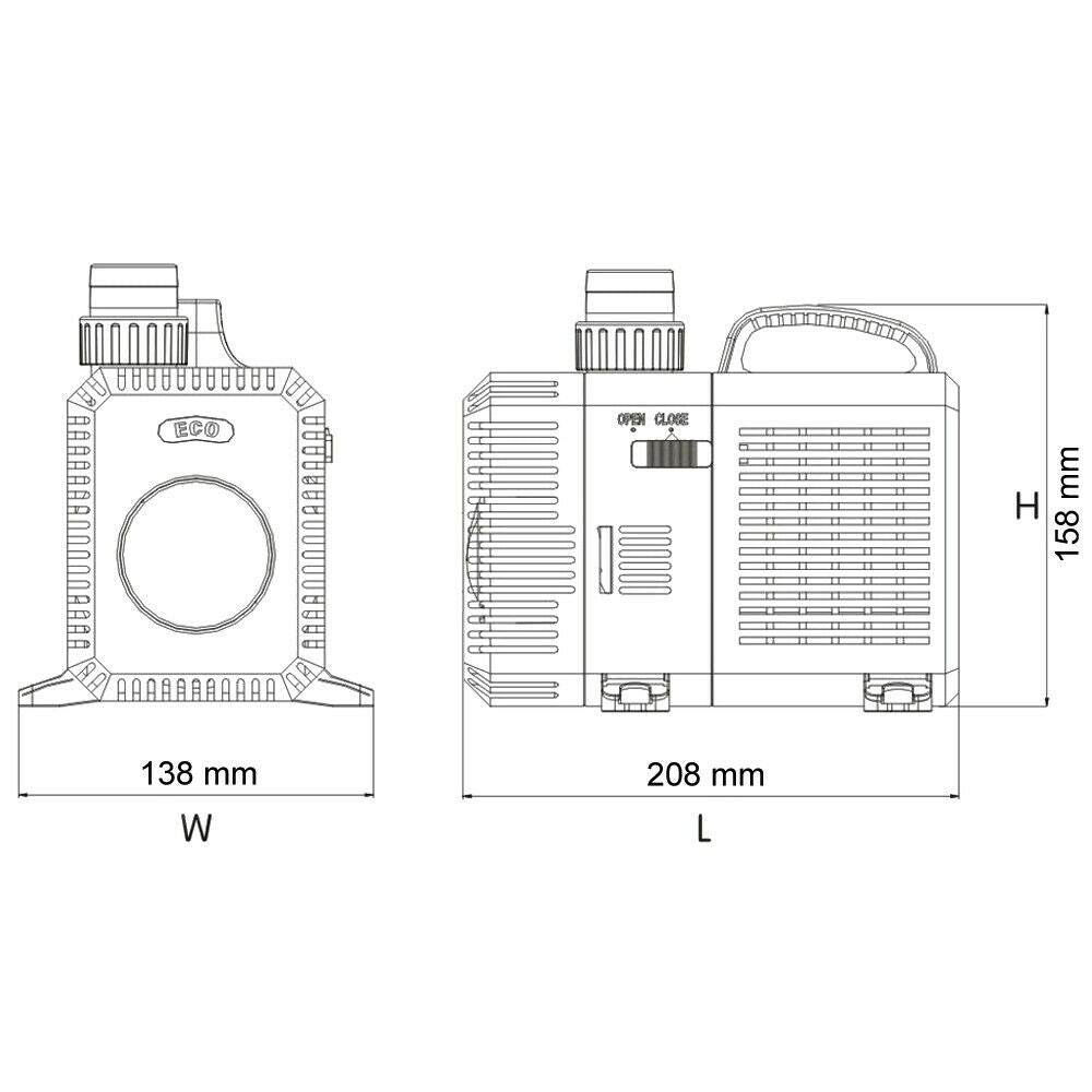 Pompa dell'acqua per laghetto filtrazione filtro eco corso d'acqua 16000 litri all'ora 140 watt koi 16_0002021