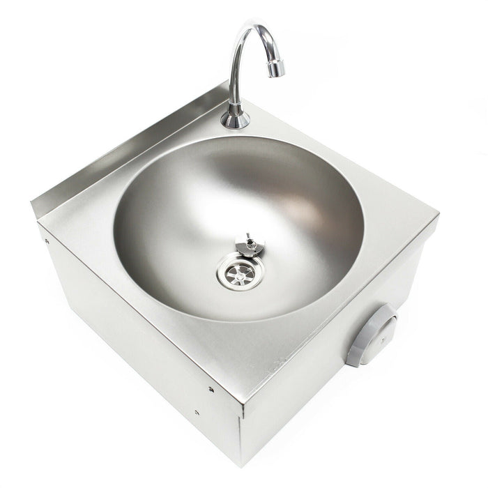 Lavabo in acciaio pregiato lavello gastro rotondo vasca con comando a ginocchio 16_0002397