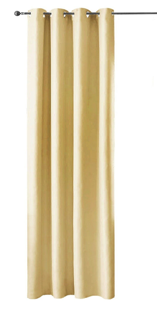 Tenda Porta Finestra 140x280 Cm Raso Sintetico 1 Pannello Coprente Occhielli Acciaio Oro