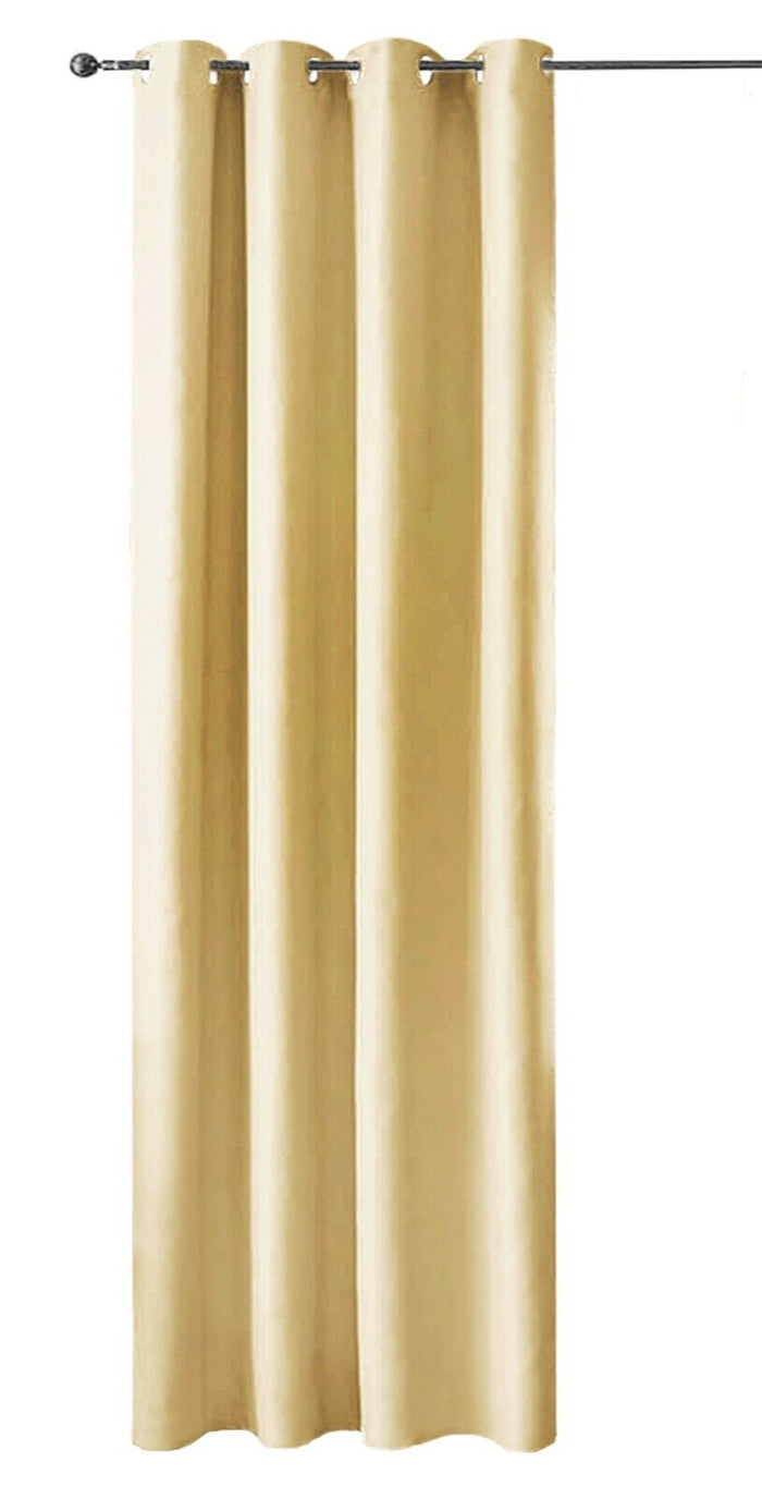 Tenda Porta Finestra 140x280 Cm Raso Sintetico 1 Pannello Coprente Occhielli Acciaio Oro