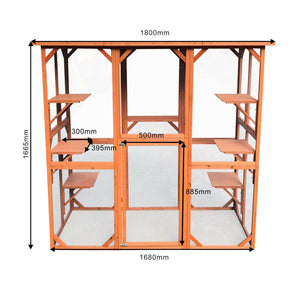 Recinto da esterno per gatti in legno resistente 180x88x169cm 6 zone riposo 16_0001712