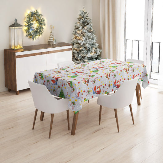 Tovaglia Cucina Natalizia Pupazzo Neve Albero Natale Plastificata Cerata Antimacchia - 140x180 Cm