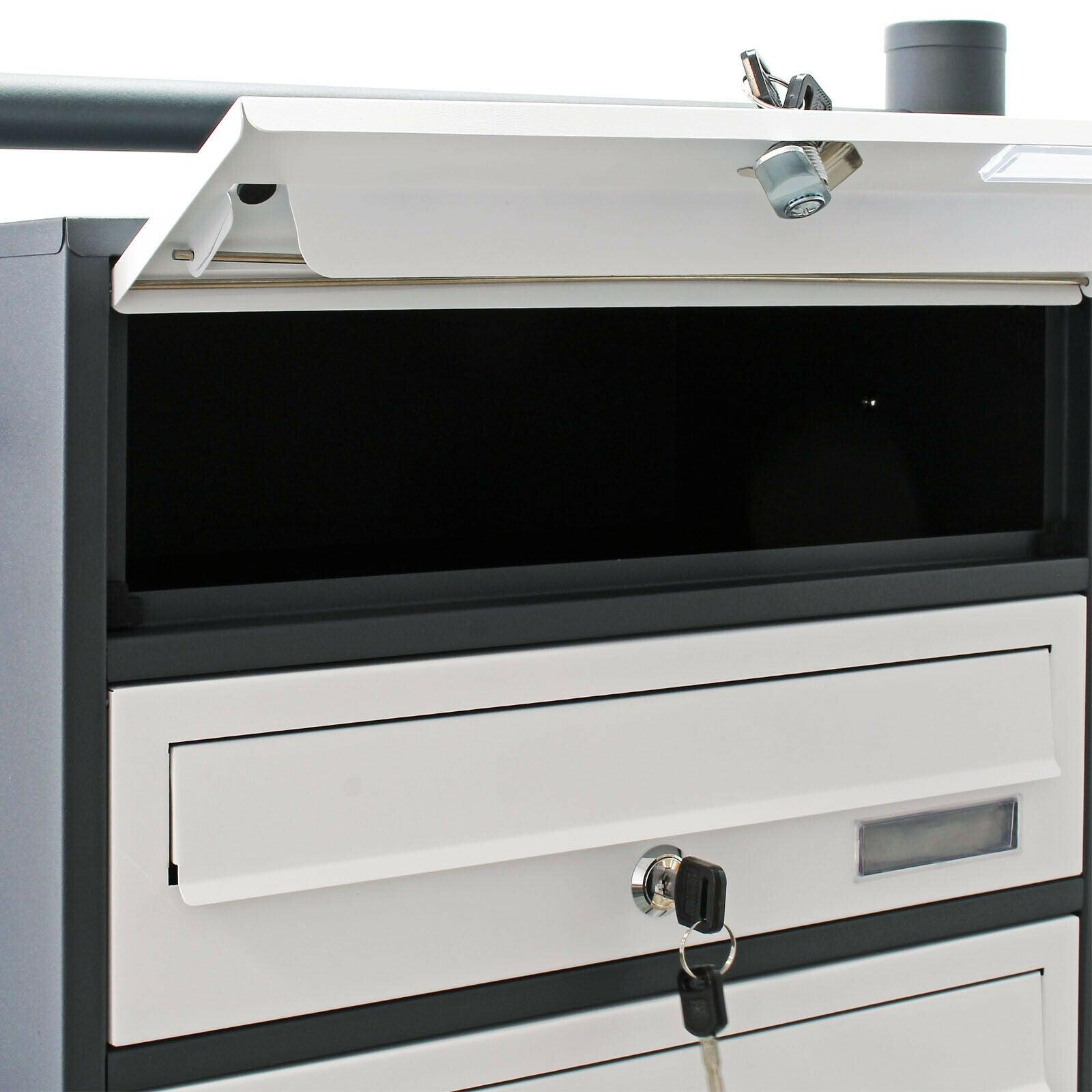 Blocco 6 cassette postali piedino appoggio 6 scomparti sovrapposti antracite e bianco 16_0000043