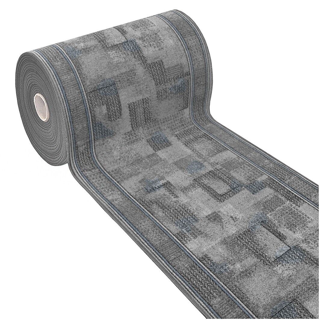 Passatoia Scala Scalinata Ingresso 67x800 Cm Bordata Tappeto Corridoio Gradini Antiscivolo Grigio