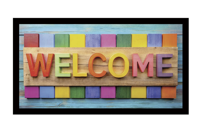 Zerbino Ingresso 40X70 cm Gomma Sostenibile Antiscivolo Pietre Mosaico Maioliche DIS_F