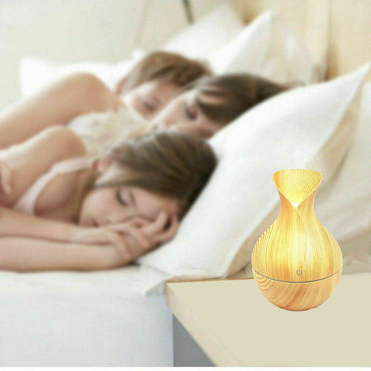 MINI DIFFUSORE AROMI EFFETTO LEGNO AROMATERAPIA UMIDIFICATORE USB CASA LED 130ML