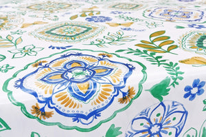 Tovaglia Cucina Antimacchia Cerata 120x200 Cm Country Chic Maioliche Copritavolo Floreale Moderno