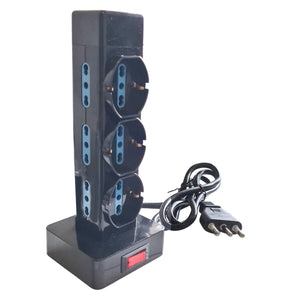 MULTIPRESA VERTICALE CIABATTA TORRE 9 USCITE 16A SCHUKO 250V INTERRUTTORE ON OFF