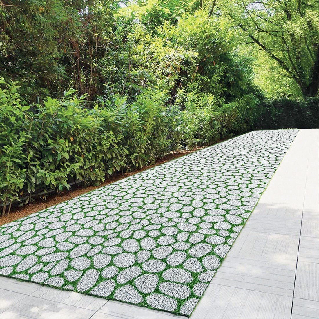 Erba Sintetica Effetto Pietre Sassi Tappeto Pavimento Prato Sintetico Ciottoli Drenante 2x2 Mt