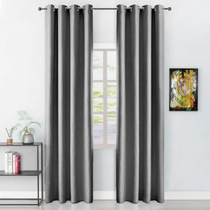 Tenda Porta Finestra 140x280 Cm Raso Sintetico 1 Pannello Coprente Occhielli Acciaio Antracite