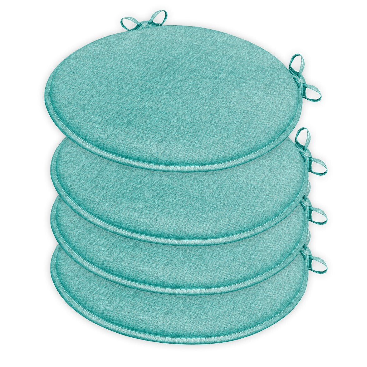Set 4 Cuscini Sedia Turchese Rotondi Cotone Lavabili Morbidi Coprisedia Tondo Tinta Unita Pastello