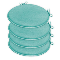 Set 4 Cuscini Sedia Turchese Rotondi Cotone Lavabili Morbidi Coprisedia Tondo Tinta Unita Pastello