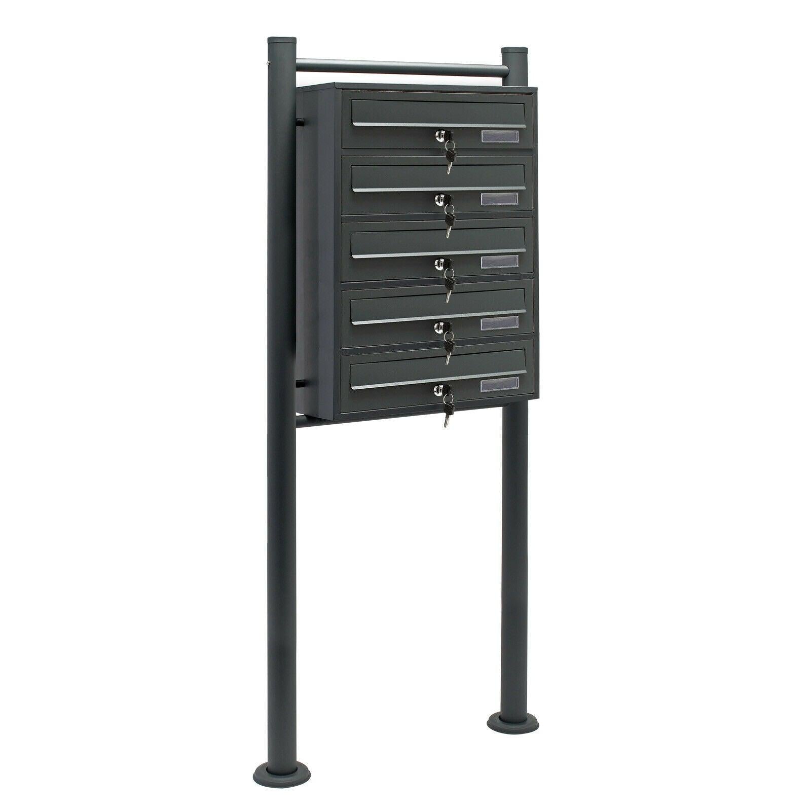 Blocco 5 cassette postali 5 scomparti base supporto posta acciaio zincato antracite 16_0000038