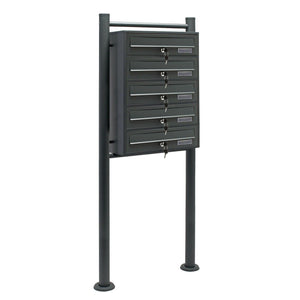 Blocco 5 cassette postali 5 scomparti base supporto posta acciaio zincato antracite 16_0000038