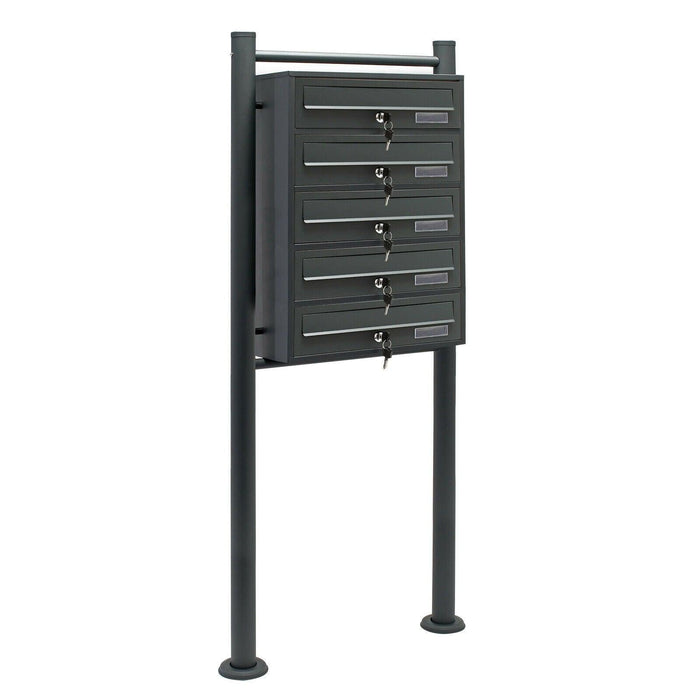 Blocco 5 cassette postali 5 scomparti base supporto posta acciaio zincato antracite 16_0000038