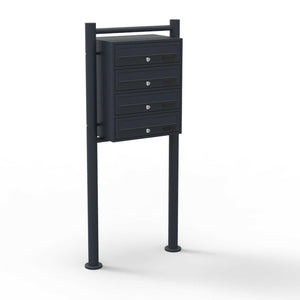 Blocco 4 cassette postali su gambe 4 ingressi acciaio zincato 46,8 x 38,5 x 27 cm nero 16_0000036