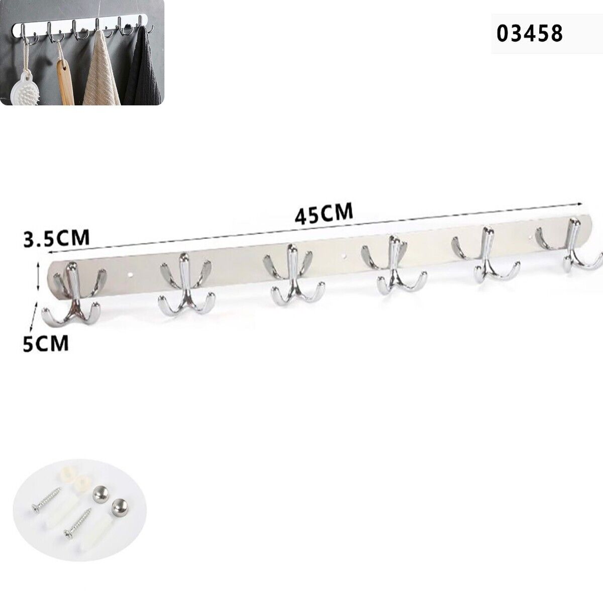 APPENDIABITI 6 GANCI BAGNO MURO GANCIO ASCIUGAMANI CASA CROMATO DA PARETE 03458