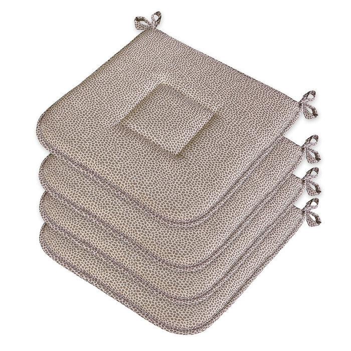 Set 4 Cuscini Sedia Cotone Con Lacci Lavabili Morbidi Universali Copri Sedie Maculati Marroni