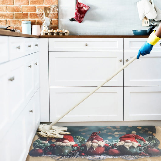 Tappeto Cucina Natale Gomma Pvc 50x90 Cm Moderno Antimacchia Antiscivolo Addobbi Natalizi (C)