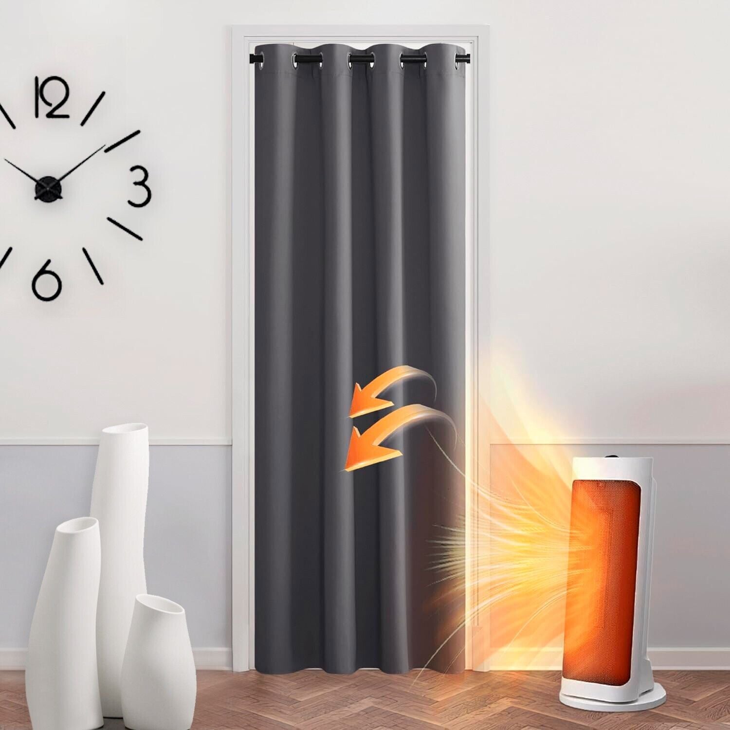 Tenda 100% Oscurante Porta Finestra 1 Pannello 140x280 Cm Isolante Termica Coprente Grigio Chiaro