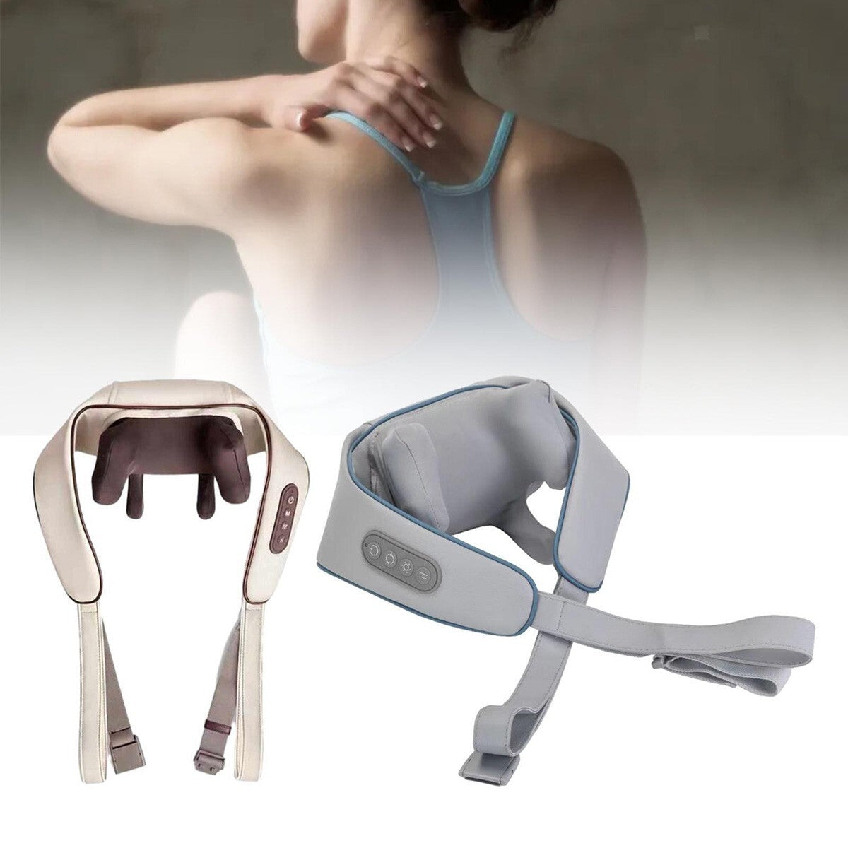 MASSAGGIATORE SHIATSU CERVICALE COLLO GAMBE GLUTEI SCHIENA RICARICABILE 1800mAh