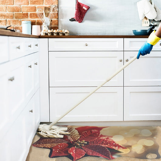 Tappeto Cucina Natale Gomma Pvc 50x90 Cm Moderno Antimacchia Antiscivolo Addobbi Natalizi (E)