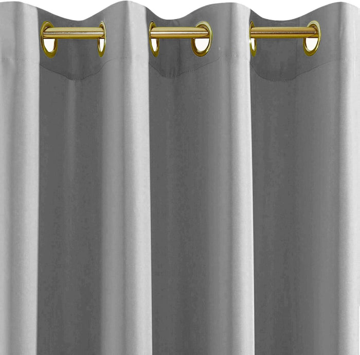 Tenda Porta Finestra 140x280 Cm Raso Sintetico 1 Pannello Coprente Occhielli Acciaio Grigio