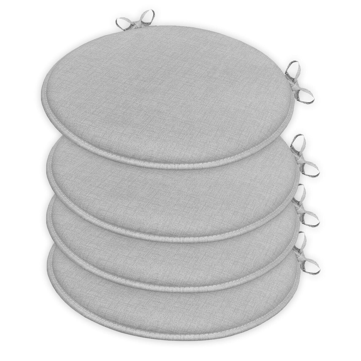 Set 4 Cuscini Sedia Grigio Rotondi Cotone Lavabili Morbidi Coprisedia Tondo Tinta Unita Pastello