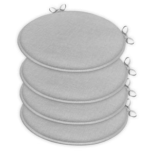 Set 4 Cuscini Sedia Grigio Rotondi Cotone Lavabili Morbidi Coprisedia Tondo Tinta Unita Pastello