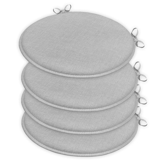 Set 4 Cuscini Sedia Grigio Rotondi Cotone Lavabili Morbidi Coprisedia Tondo Tinta Unita Pastello