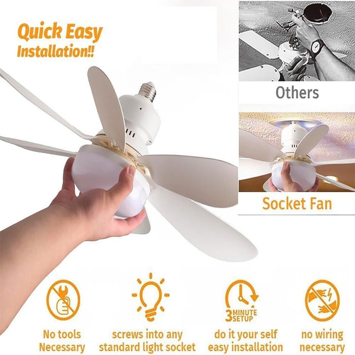 LAMPADA VENTILATORE PLAFONIERA LED SOFFITTO E27 DIMMERABILE 6 PALE TELECOMANDO