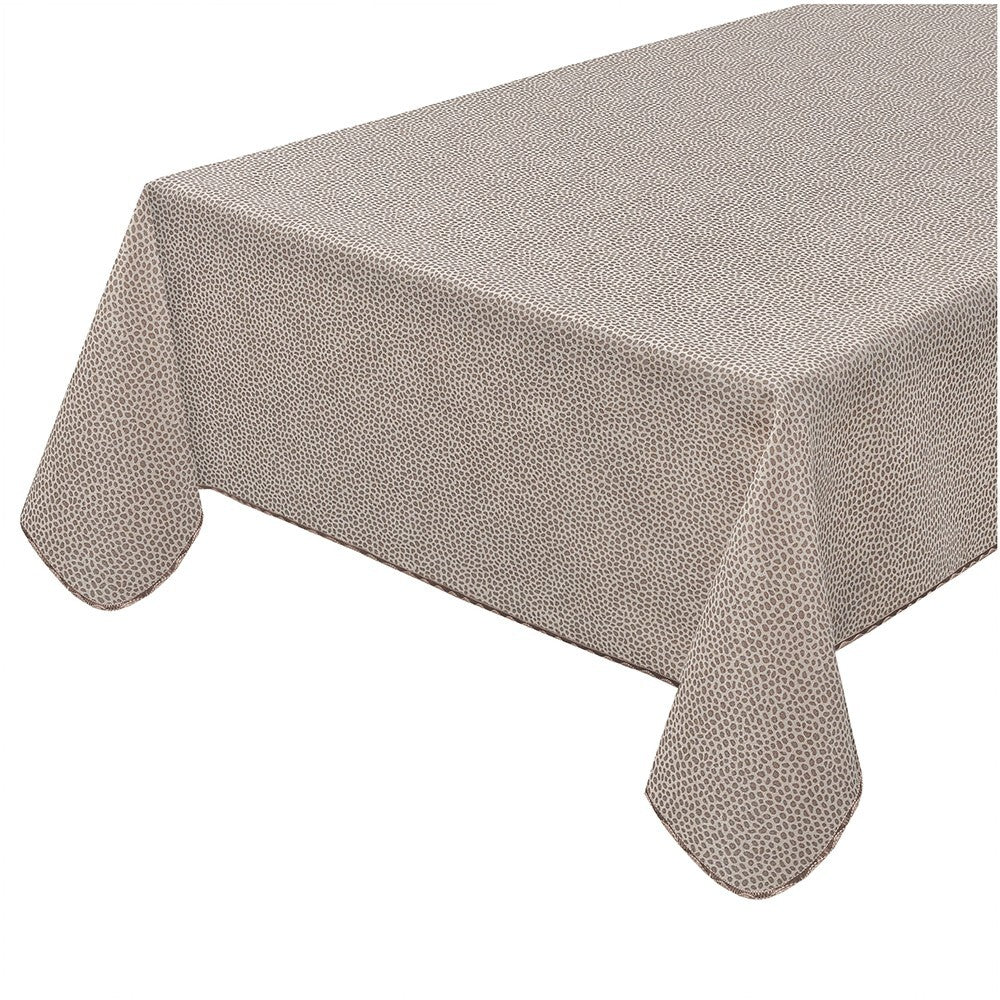 Tovaglia Antimacchia Maculata Bordata Cotone Plastificato Copritavolo Casa Cucina Marrone 135x180 Cm