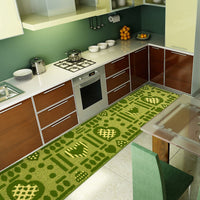Tappeto Cucina Antiscivolo Cuori 3D Lavabile Moderno Assorbente Verde 57x270 cm