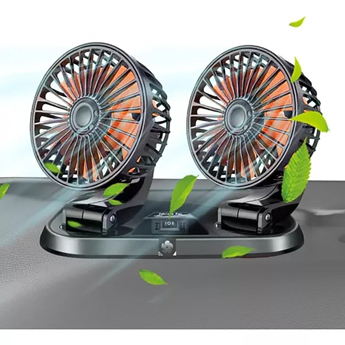 DOPPIO VENTILATORE PER AUTO 24V PORTATILE DA VIAGGIO REGOLABILE ARIA FRESCA