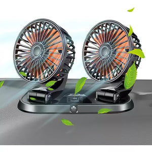 DOPPIO VENTILATORE PER AUTO 24V PORTATILE DA VIAGGIO REGOLABILE ARIA FRESCA