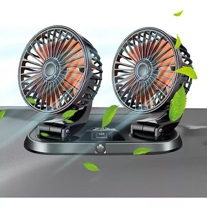 DOPPIO VENTILATORE PER AUTO 24V PORTATILE DA VIAGGIO REGOLABILE ARIA FRESCA