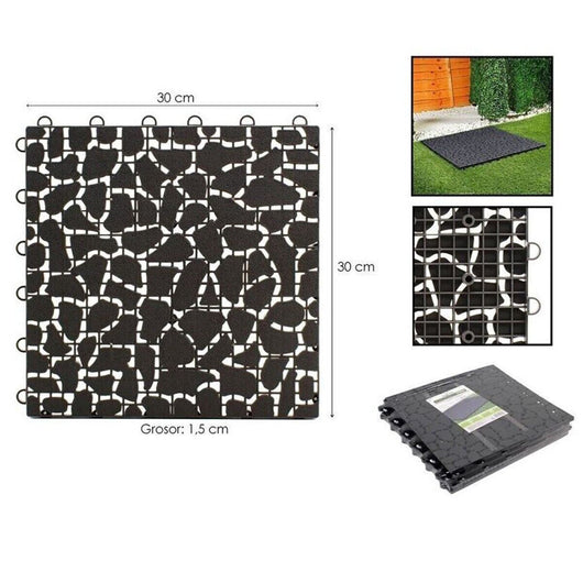 PIASTRELLA ESTERNI PAVIMENTO SET DA 4 PAVIMENTAZIONE GIARDINO 30X30CM NERO