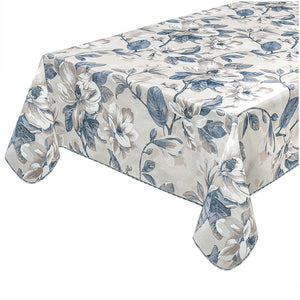 Tovaglia Antimacchia Bordata Tavolo Cucina Cotone Plastificato Fiori Shabby Chic Country - Tonda Diametro 155 Cm