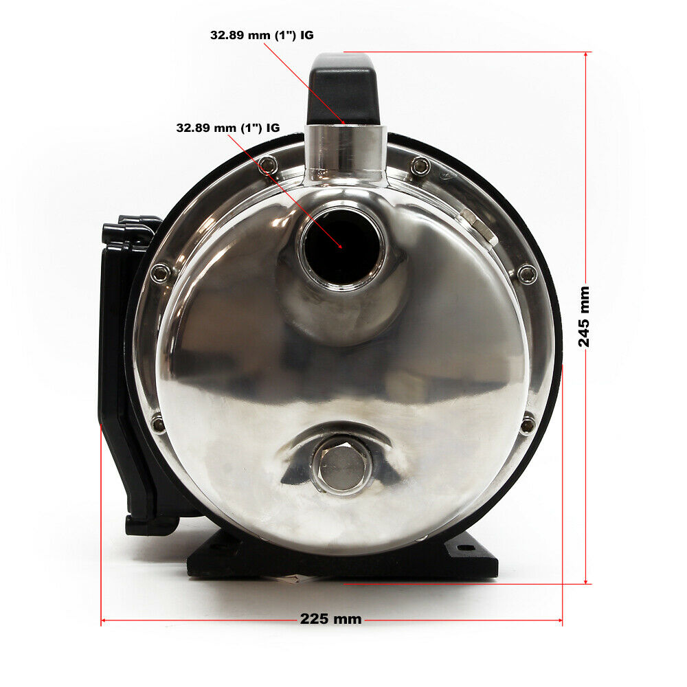 Pompa acqua elettrica portatile per uso domestico da giardino in acciaio pregiato 1100 watt 4600 litri all'ora 16_0002463