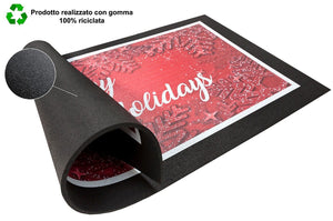 Zerbino Natalizio Gomma Sostenibile 40x70 Cm Asciugapassi Natale Ingresso Antiscivolo Dis.C