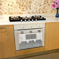 Copriforno Morbido Shabby Chic Cuori Passanti Tessuto Chiusura Velcro Proteggi Forno Cucina Dis.E