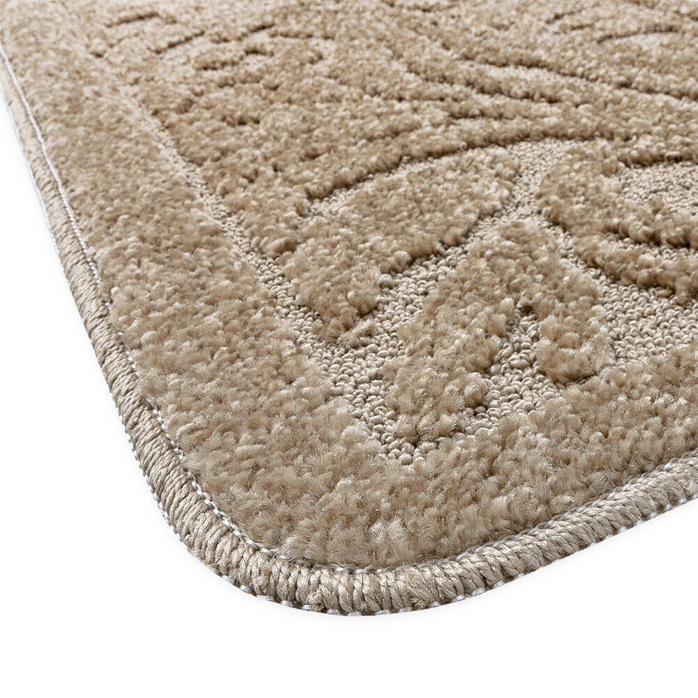 Tappeto Bagno Damascato Scendiletto Camera 50x80 Cm Morbido Assorbente Antiscivolo Beige