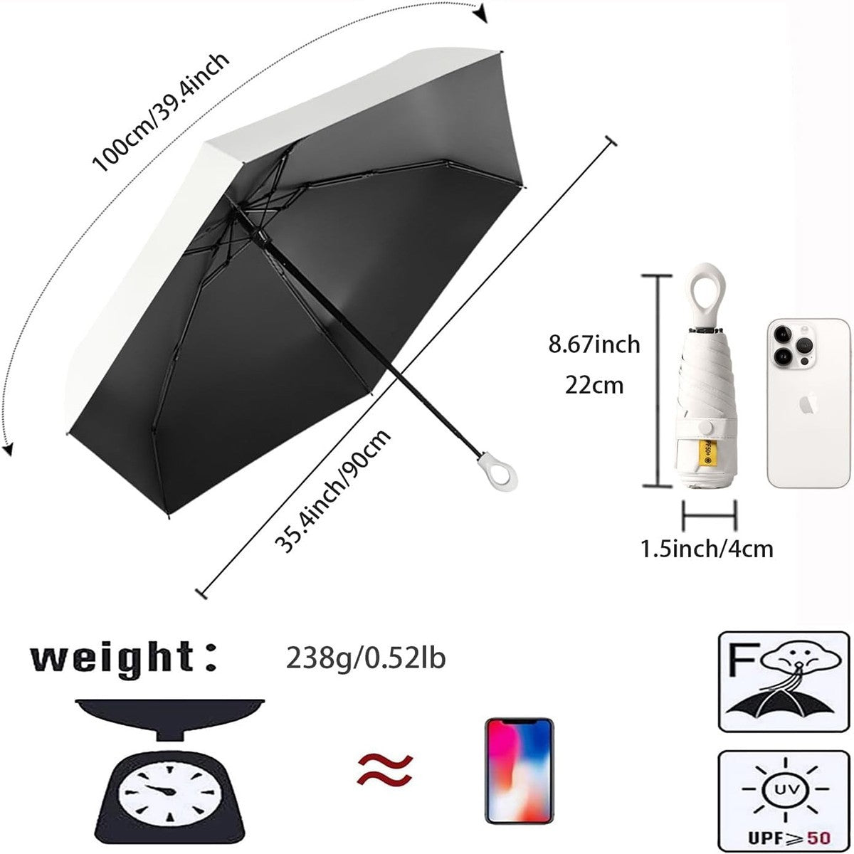 MINI OMBRELLO PORTATILE COMPATTO PIOGGIA ANTIVENTO DA BORSA BORSETTA VIAGGIO